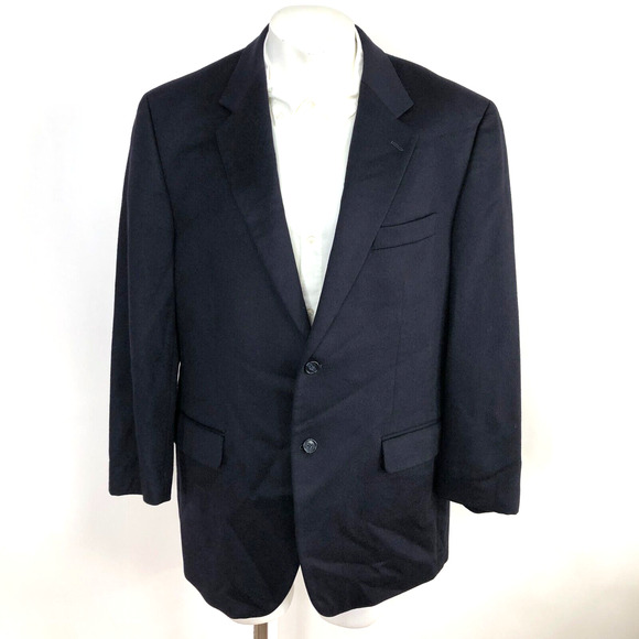 Joseph & Lyman 42 Cashmere Navy Blue Button Blazer Sport Coat Jacket